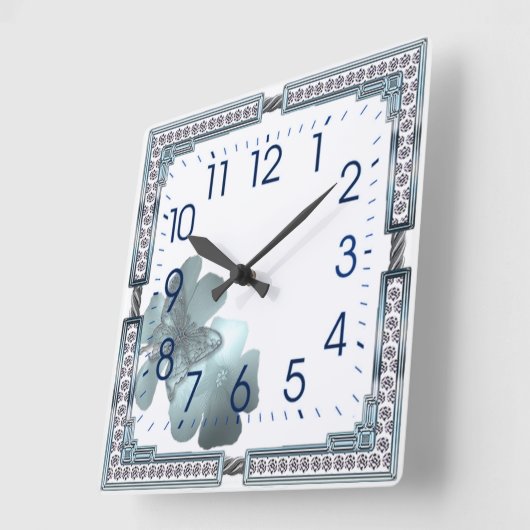 Blauw Vierkante Klok (Hoek)