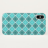 Blauw vierkanten patroon Case-Mate iPhone case (Achterkant (horizontaal))