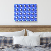 Blauw Vierkantig Patroon Canvas Afdruk (Insitu (Slaapkamer))