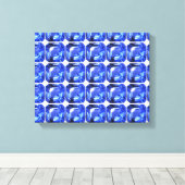 Blauw Vierkantig Patroon Canvas Afdruk (Insitu (Houten vloer))