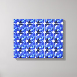 Blauw Vierkantig Patroon Canvas Afdruk