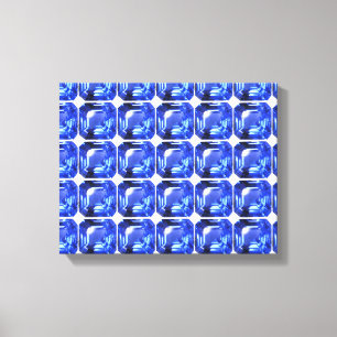Blauw Vierkantig Patroon Canvas Afdruk