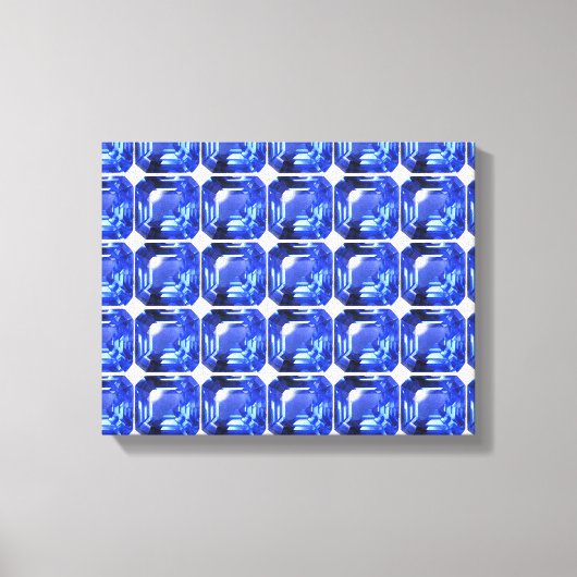 Blauw Vierkantig Patroon Canvas Afdruk (Voorkant)