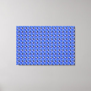 Blauw Vierkantig Patroon Canvas Afdruk