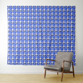 Blauw Vierkantig Patroon Wandkleed (In Situ (horizontaal))