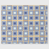 Blauw vierkantspatroonpapier cadeaupapier (Vlak)