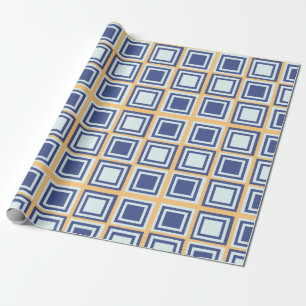 Blauw vierkantspatroonpapier cadeaupapier