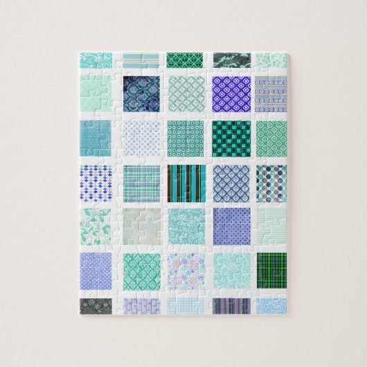 Blauw viermozaïekpatroon legpuzzel (Verticaal)