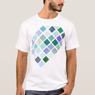Blauw viermozaïekpatroon t-shirt