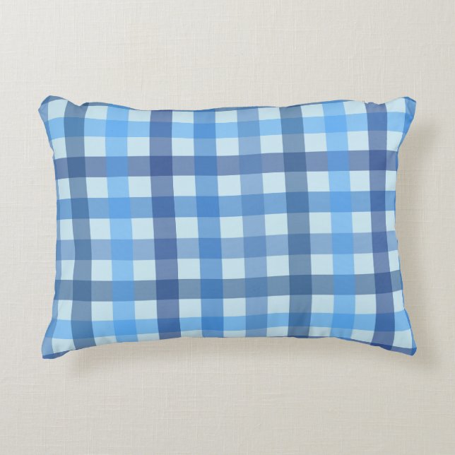 Blauw vijf-kleurig gingham patroon accentkussen  accent kussen (Voorkant)