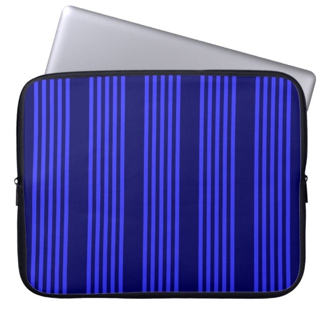 Blauw vijf strepen patroon laptop sleeve (Voorkant)