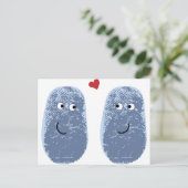 Blauw vingerafdrukpaar briefkaart (Staand voorkant)