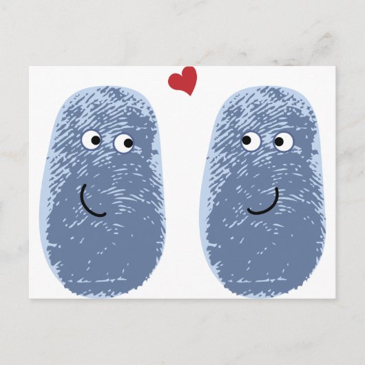 Blauw vingerafdrukpaar briefkaart (Voorkant)