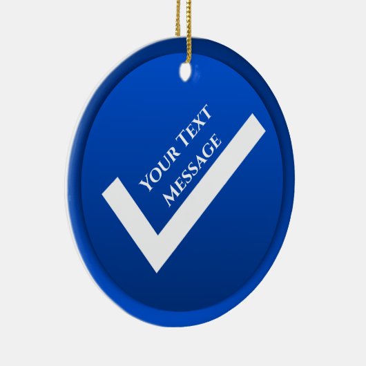 Blauw vinkje symbool Kerstmis Keramisch Ornament (Rechts)