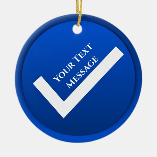 Blauw vinkje symbool Kerstmis Keramisch Ornament (Voorkant)