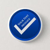 Blauw Vinkje Symbool Ronde Button 5,7 Cm (Voorkant)