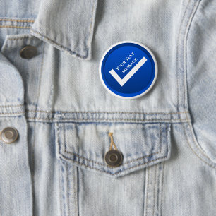 Blauw Vinkje Symbool Ronde Button 5,7 Cm