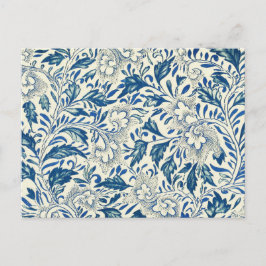Blauw Vintage Aziatisch Bloemmotief: Antieke Chino Briefkaart