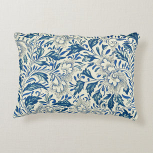 Blauw Vintage Aziatisch Bloemmotief: Antieke Chino Decoratief Kussen