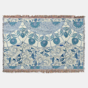 Blauw Vintage Aziatisch Bloemmotief: Antieke Chino Deken