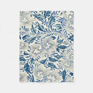 Blauw Vintage Aziatisch Bloemmotief: Antieke Chino Fleece Deken