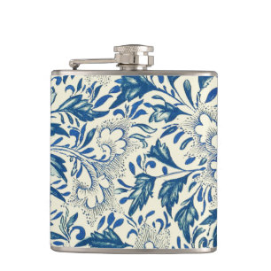 Blauw Vintage Aziatisch Bloemmotief: Antieke Chino Heupfles