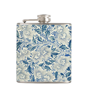 Blauw Vintage Aziatisch Bloemmotief: Antieke Chino Heupfles