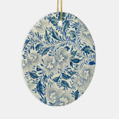 Blauw Vintage Aziatisch Bloemmotief: Antieke Chino Keramisch Ornament (Rechts)