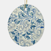 Blauw Vintage Aziatisch Bloemmotief: Antieke Chino Keramisch Ornament (Links)