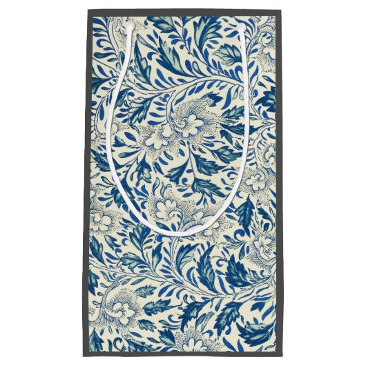 Blauw Vintage Aziatisch Bloemmotief: Antieke Chino Klein Cadeauzakje (Voorkant)