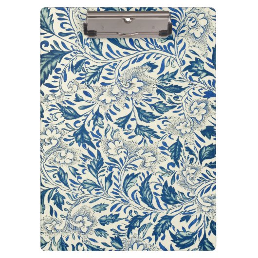 Blauw Vintage Aziatisch Bloemmotief: Antieke Chino Klembord (Voorkant)