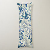 Blauw Vintage Aziatisch Bloemmotief: Antieke Chino Lichaamskussen (Achterkant (Verticaal))