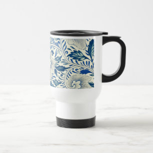 Blauw Vintage Aziatisch Bloemmotief: Antieke Chino Reisbeker