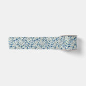 Blauw Vintage Aziatisch Bloemmotief: Antieke Chino Satijnen Lint (Voorkant)