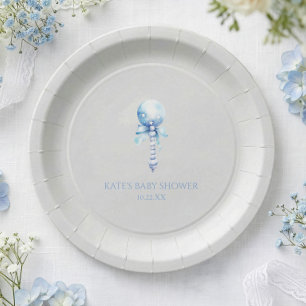 Blauw Vintage Baby Rammelaar Speelgoed Kraam Baby Papieren Bordje