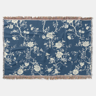 Blauw Vintage Bloem Motief (11) Deken