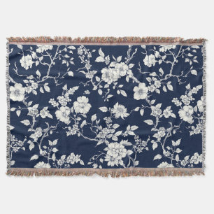 Blauw Vintage Bloem Motief (12) Deken