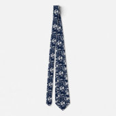 Blauw Vintage Bloem Motief (12) Stropdas (Achterkant)