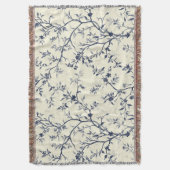Blauw Vintage Bloem Motief (1) Deken (Voorkant Verticaal)