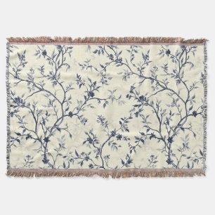 Blauw Vintage Bloem Motief (1) Deken