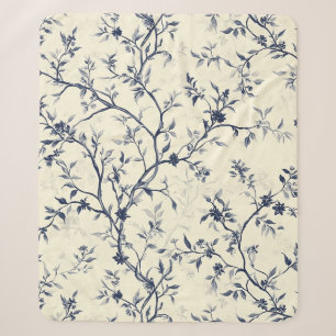 Blauw Vintage Bloem Motief (1) Sherpa Deken
