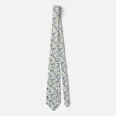 Blauw Vintage Bloem Motief (2) Stropdas (Voorkant)