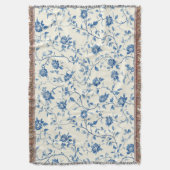 Blauw Vintage Bloem Motief (3) Deken (Voorkant Verticaal)