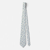Blauw Vintage Bloem Motief (3) Stropdas (Voorkant)