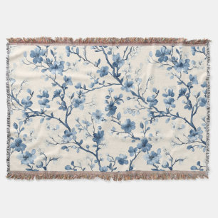 Blauw Vintage Bloem Motief (4) Deken