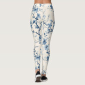 Blauw Vintage Bloem Motief (4) Leggings (Achterkant)