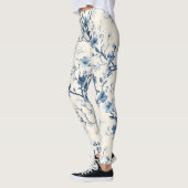 Blauw Vintage Bloem Motief (4) Leggings (Links)