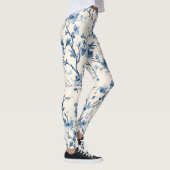 Blauw Vintage Bloem Motief (4) Leggings (Rechts)