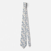Blauw Vintage Bloem Motief (4) Stropdas (Voorkant)