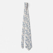 Blauw Vintage Bloem Motief (4) Stropdas (Achterkant)
